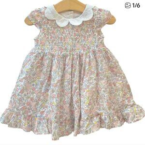 Haute Hippie Smocked floral Bunny ruffled dress EUC size 3-6 months